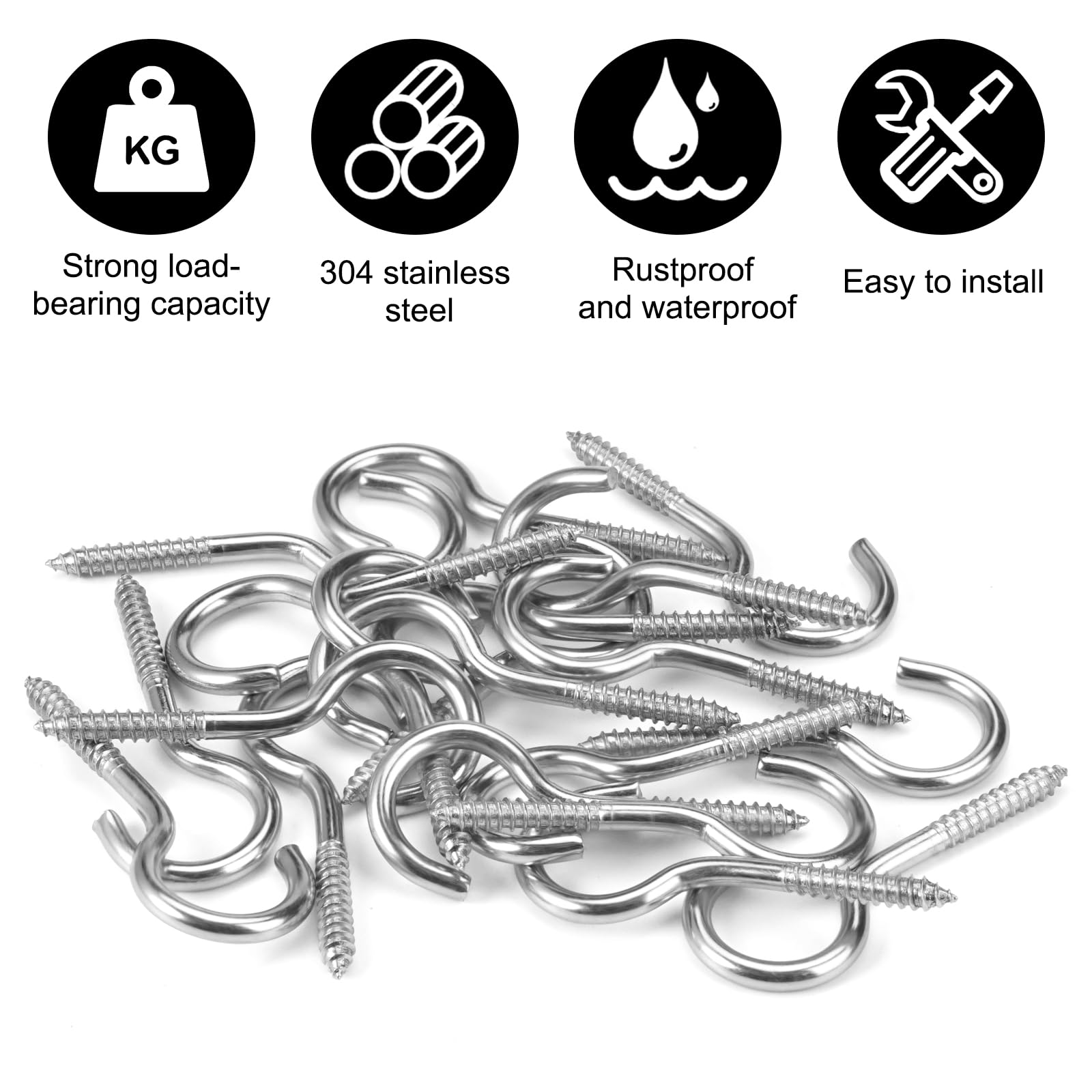 20 Pezzi Ganci Avvitabili in Acciaio Inox, M5 x 65mm Viti per Occhielli Autofilettante per Legno, Pccoli Occhielli a Vite, Bulloni Occhio per Cornici, Oggetti Decorativi e Progetti Artigianali