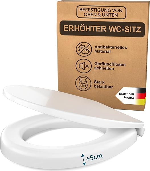 BENAVITA Premium Toilettensitzerhöhung 5cm mit flexibler Befestigung