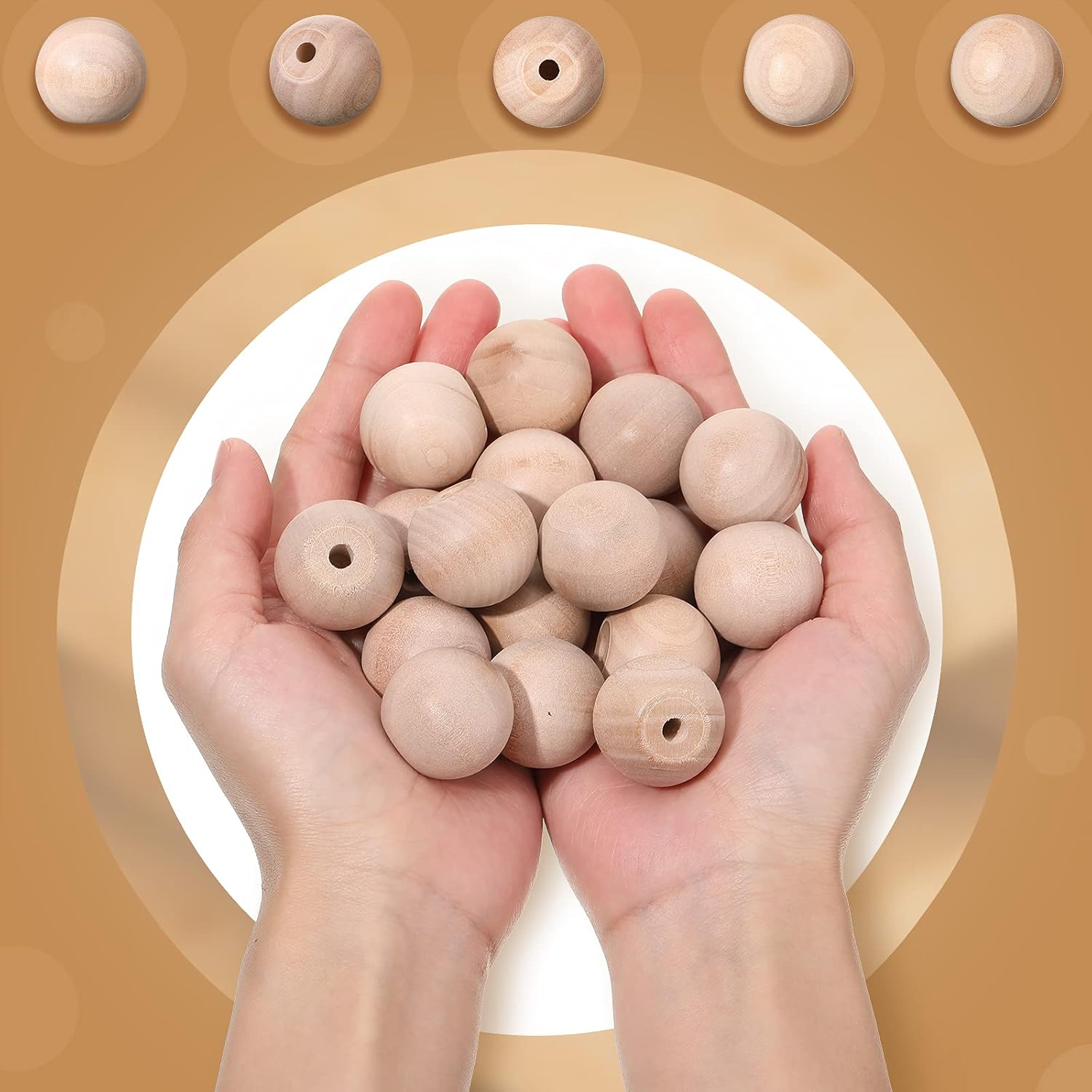 Jetec 30 Pcs 1 inch Unfinished Wood Ball Knobs Round Pulls Handles Round Wooden Drawer Cabinet Knobs for Kitchen Cabinet Drawer Dresser Gnome Noses and Crafts