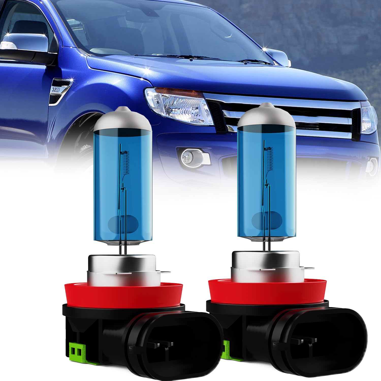 Fog Light Bulbs Compatible with Ford Ranger 2019-2020, H11 Fog Lights Halogen Light Bulb, Super Bright 6000K White, Plug and Play, Pack of 2