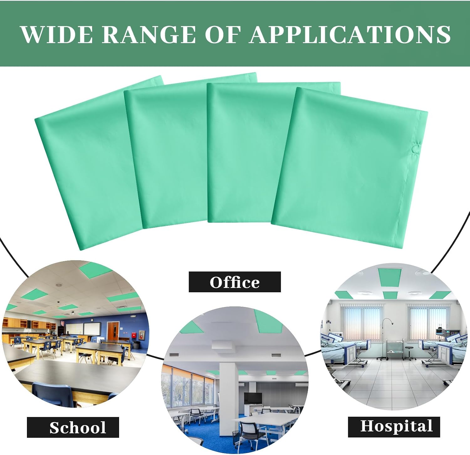 Hortsun 4 Pack Fluorescent Light Covers 4 x 2 Feet Magnetic Light Cover for Drop Ceiling, Fluorescent Ceiling Shade Filters for Office Classroom Home Hospital Decor(Green)