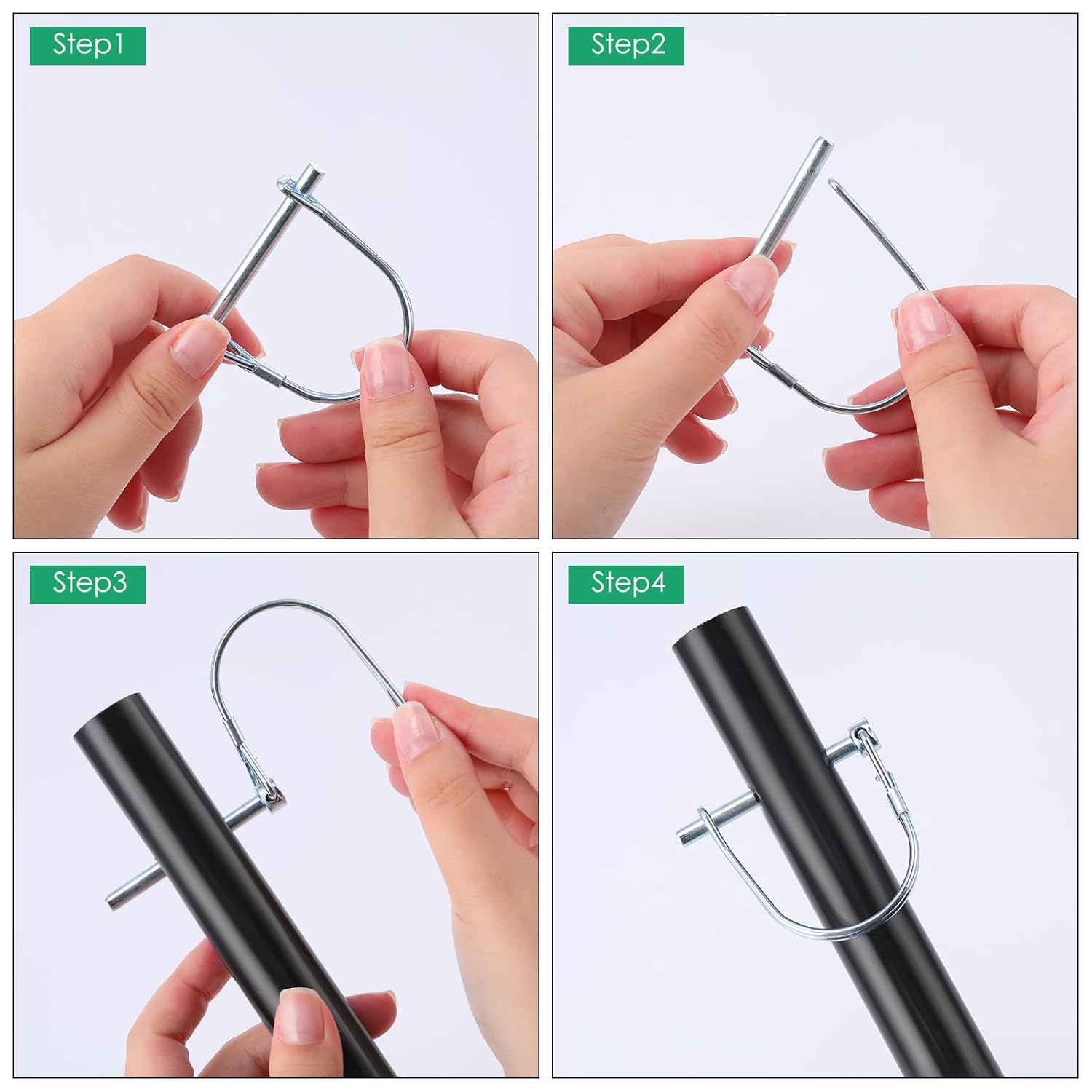 Pelopy 30 Pcs Arch Trailer Coupler Pin 3/16" x 1.97" Safety Shaft Locking Pin Heavy Duty Hitch Pins Carbon Steel Trailer Gate Pin for Wagons Towing Farm Garden Lawn PTO and Hitches