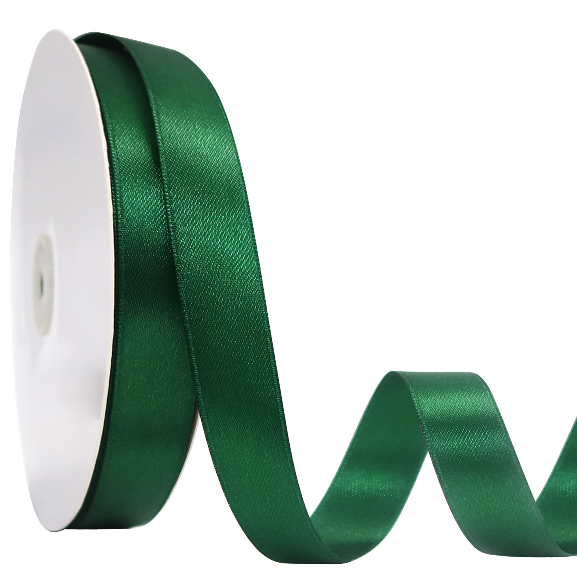 Maclemon 5/8 inch Wide 100 Yards Double Face Forest Green Satin Ribbon Fabric Ribbon for Gift Wrapping Very Suitable for Weddings Decoration Bouquet Balloons Arts Craft Sewing Hair Bow Invitation