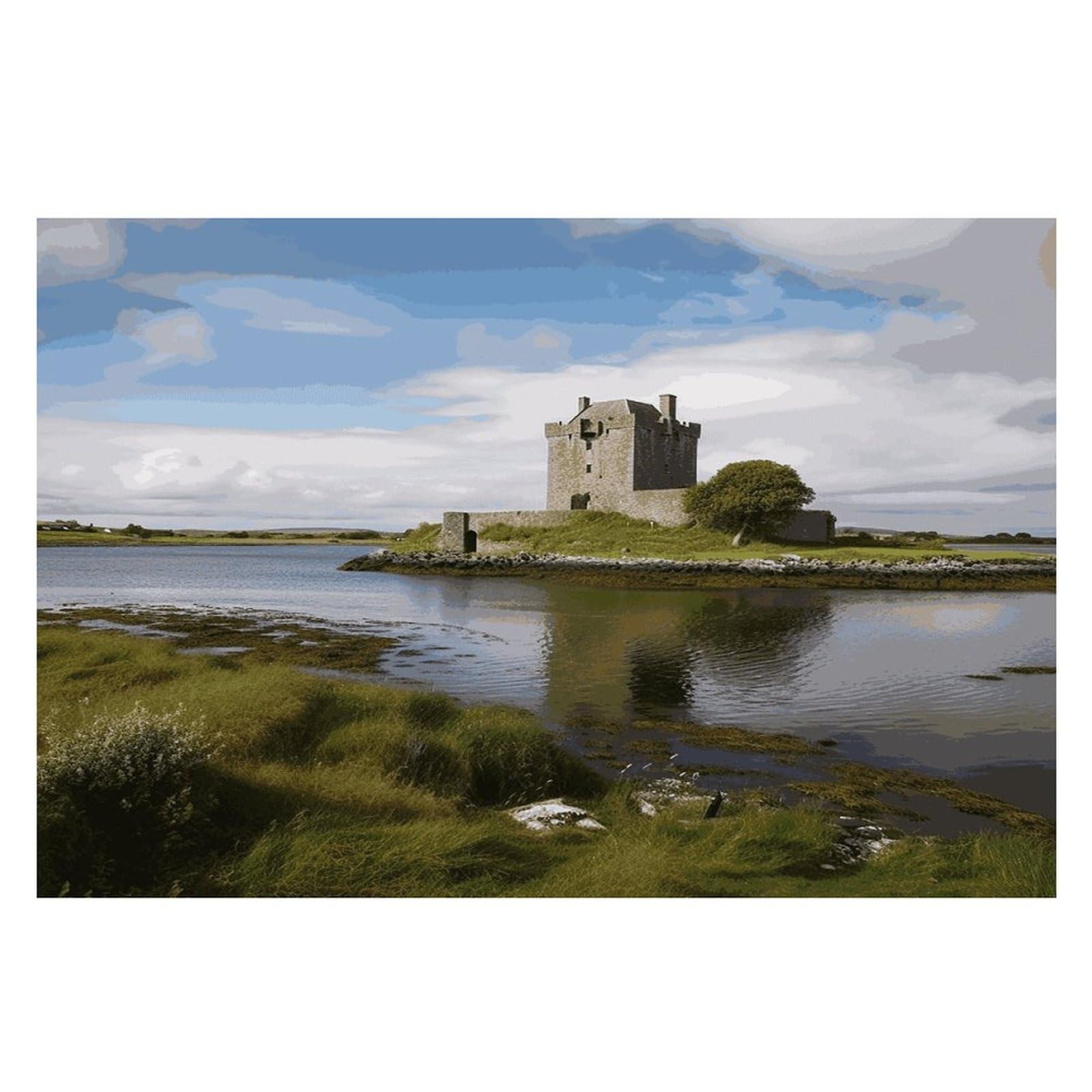 View of The Dunguaire Castle Placemats Heat-Resistant Washable Place Mats Anti Slip Dining Table Place Mats Wipeable Dining Table Mats Kitchen Decoration Placemats 17.7’’×11.8’’