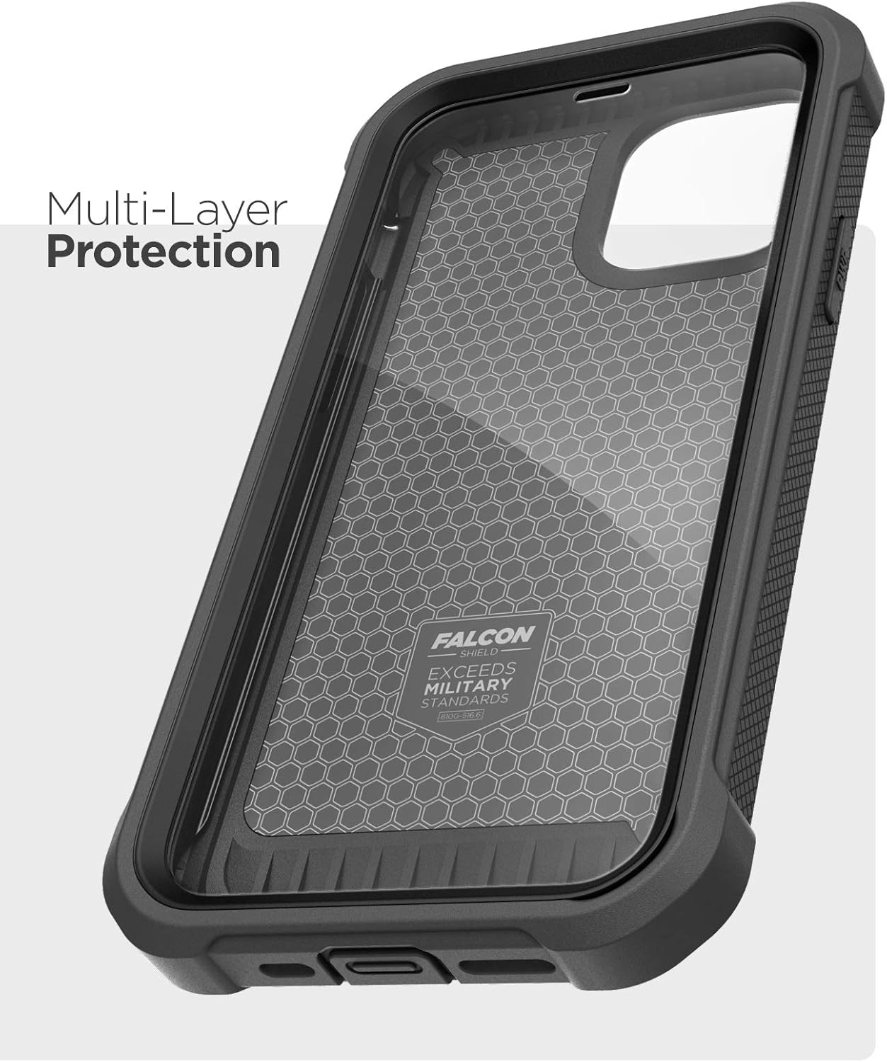 Encased Falcon Armor Designed for iPhone 12 PRO MAX Case with Built-in Screen Protector (Ultra Protective) Full-Body Cover with Belt Clip Holster (Black) - Image 6