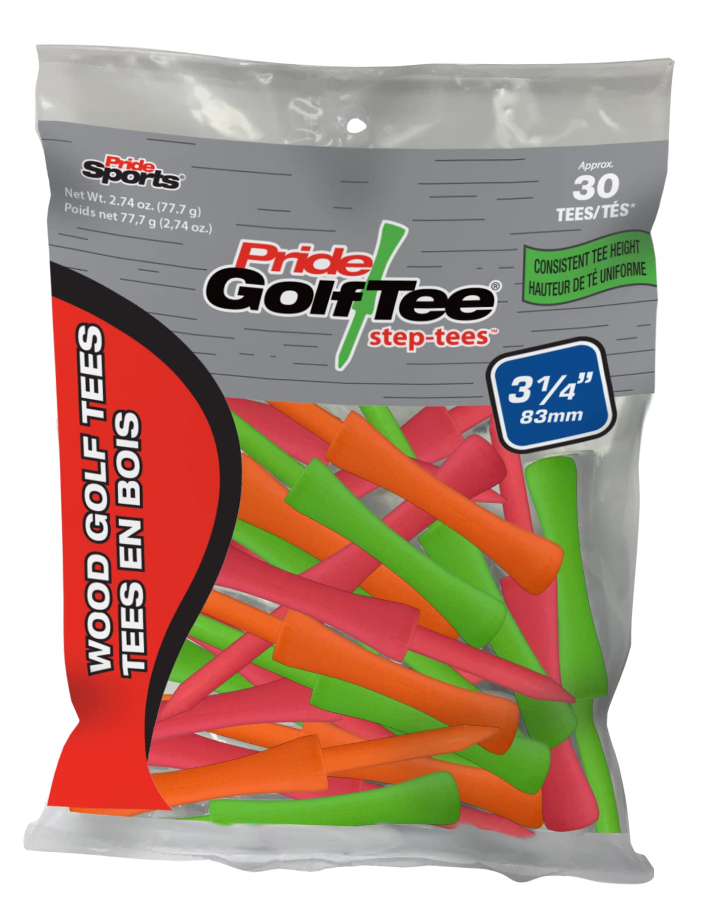 Pride Step Tee 3-1/4 Inch 50 Count Citrus Mix