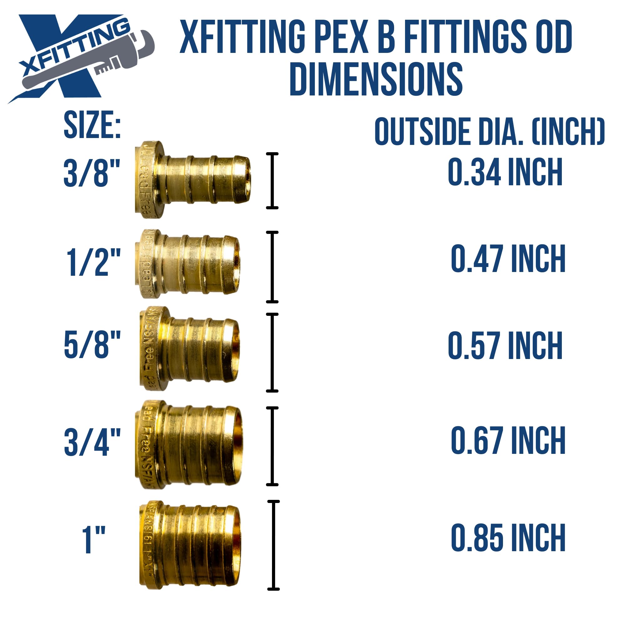 XFITTING Válvula de bola Pex de 10 piezas de 1/2 pulgada con mango rojo, 24-2-1 = 10X (10)