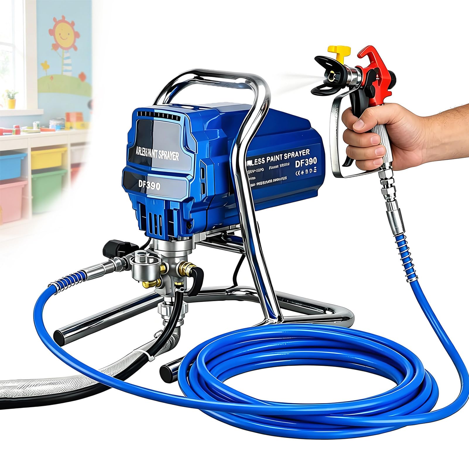 EpyGnom 1800W Airless Paint Sprayer, 3000PSI High-Pressure Electric Paint Sprayer, 200 Bar Max Pressure, Covers up to 2 L/min, for House Painting, Walls, Fences, Ceilings, Cabinets