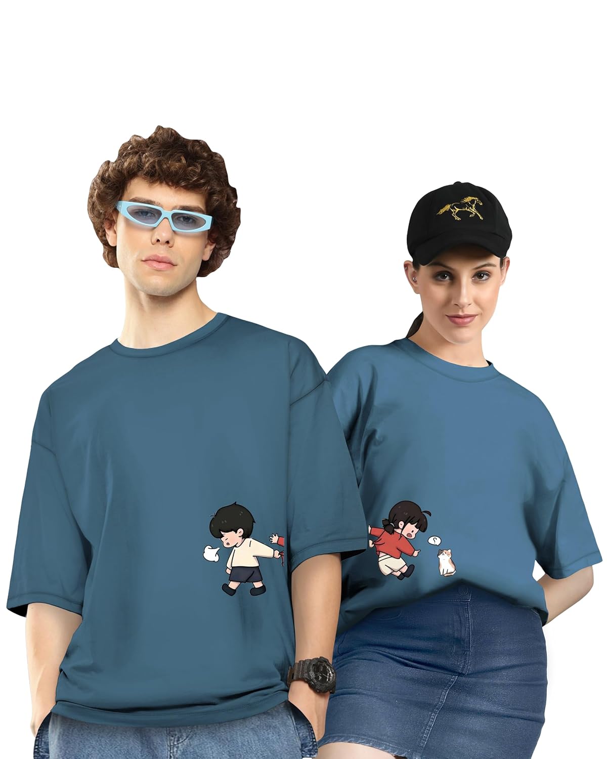 Twinny Zone Couple T-Shirts Cotton | Oversized Tshirt for Men Women Love (Set of 2 | Regular Fit | OSHS CT5) - Review, Price and Buying Guide
