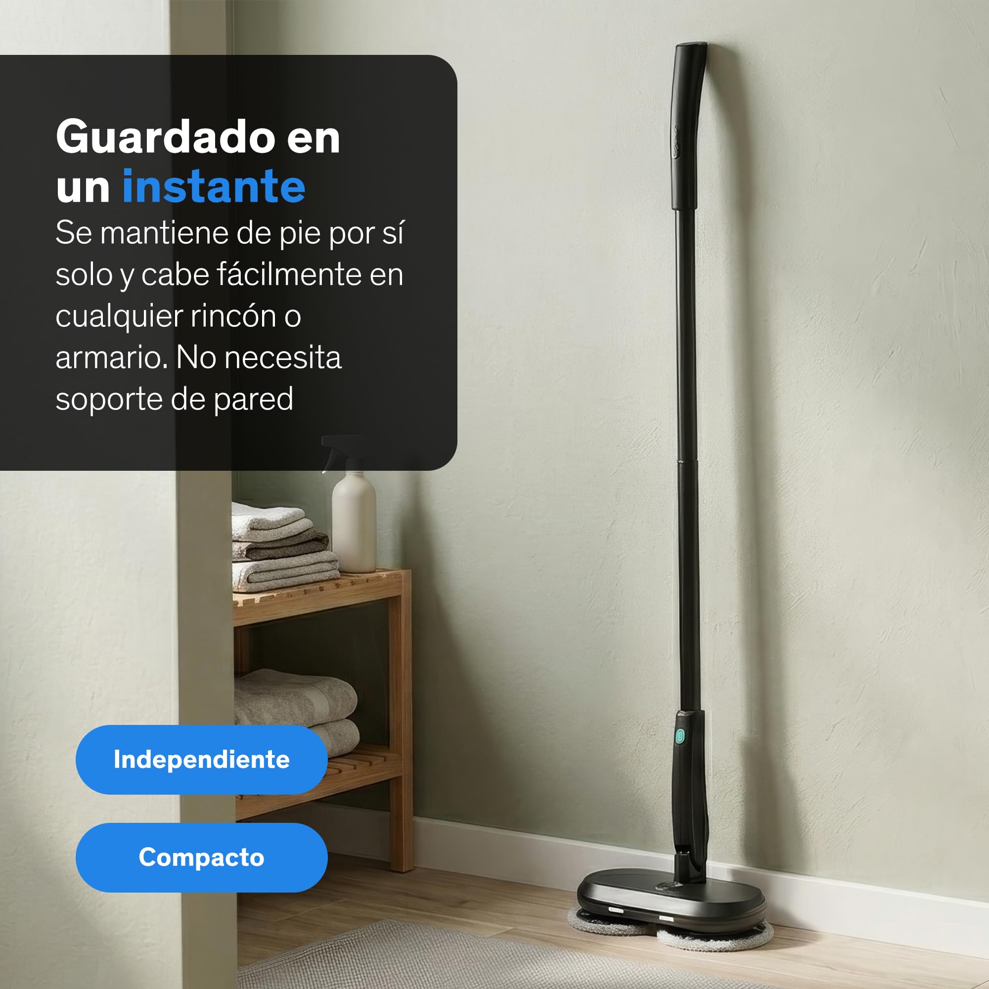 Sinji Mopa Eléctrica Inalámbrica con Pulverizador, Friegasuelos a Batería