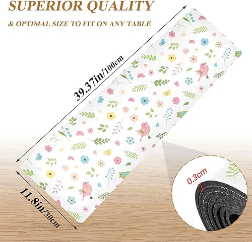 Miniatura 2 de Spring Birds Flowers Leafs Trivets for Hot Pots and Pans, Heat Resistant Table Pad and Outdoor Table Runner Waterproof for Hot Pads Cooking 39.40" X