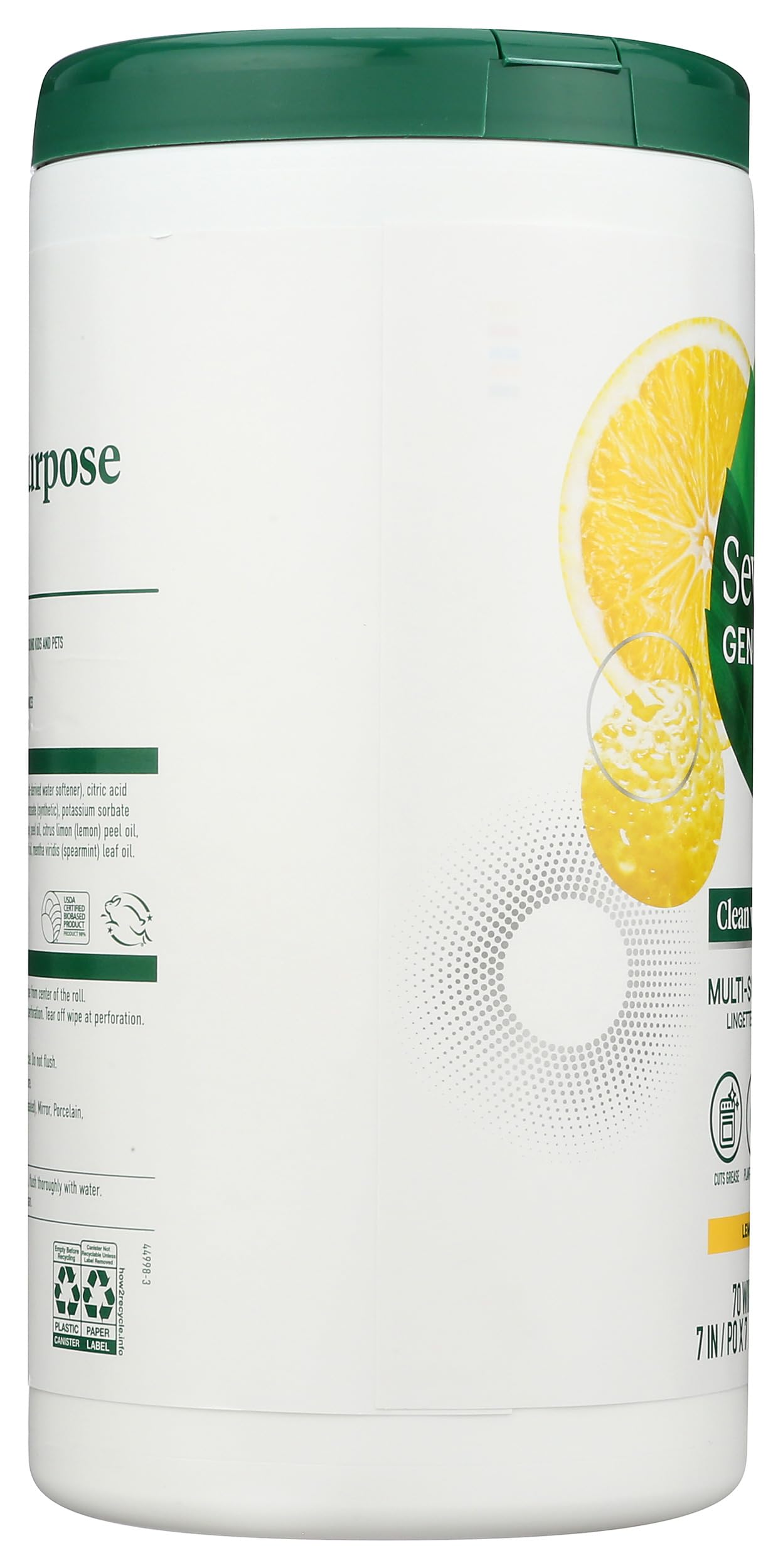 Seventh Generation Multi-Surface Cleaning Wipes, Lemon Zest Scent, Cuts Grease & Grime, 70 Wipes view 4
