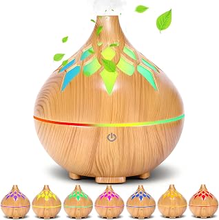 Difusor de Aroma, 160ml Difusor de Aceites Esenciales, Humidificador Ultrasónico, con 7 Colores LED, USB, Apagado Automático, Humidificador Aceites Esenciales para Hogar, Oficina, SPA