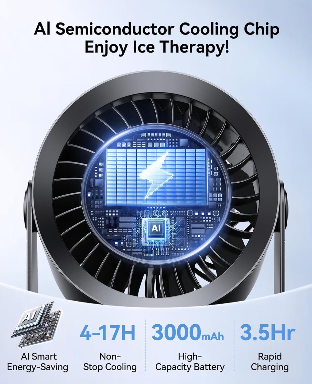 Portable Rechargeable USB Desk Fan for Bedroom, Wall Mounted Design Small Mini Table Fan with LED Display, Quiet Personal Desktop Cooling Fans for Home Office Travel RV Dormitory Tent (Black)