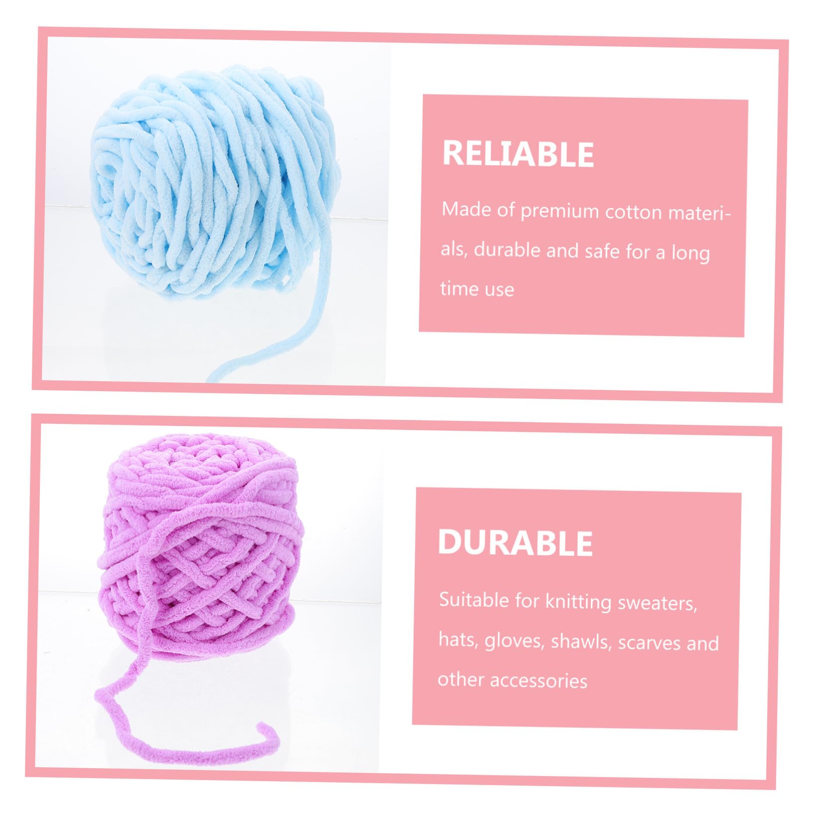 ARTIBETTER 4 Gomitoli di Lana Morbida per Maglia a Mano Colori Pastello Bianco Latte Rosa Azzurro Filo Naturale Traspirante per Sciarpe Cappelli e Accessori Fai da Te