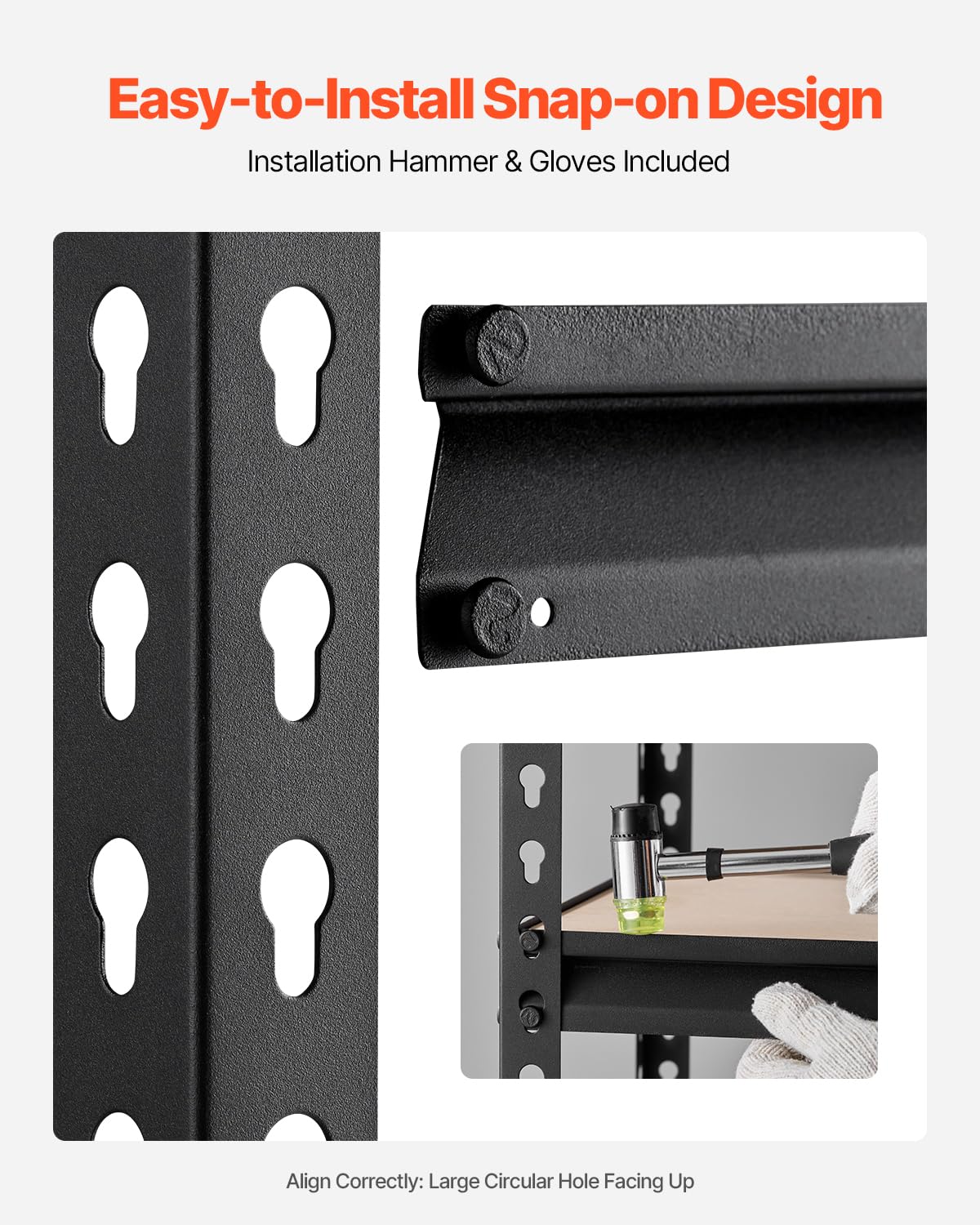 VEVOR Steckregal, 907 kg, 5-stufiges Garagen-Lagerregal, 406x914x1813 mm, Schwerlastregal, Werkstattregal, Metallregale für Garagenregale, Allzweckregal, ideal für Küche, Lager, Keller, schwarz