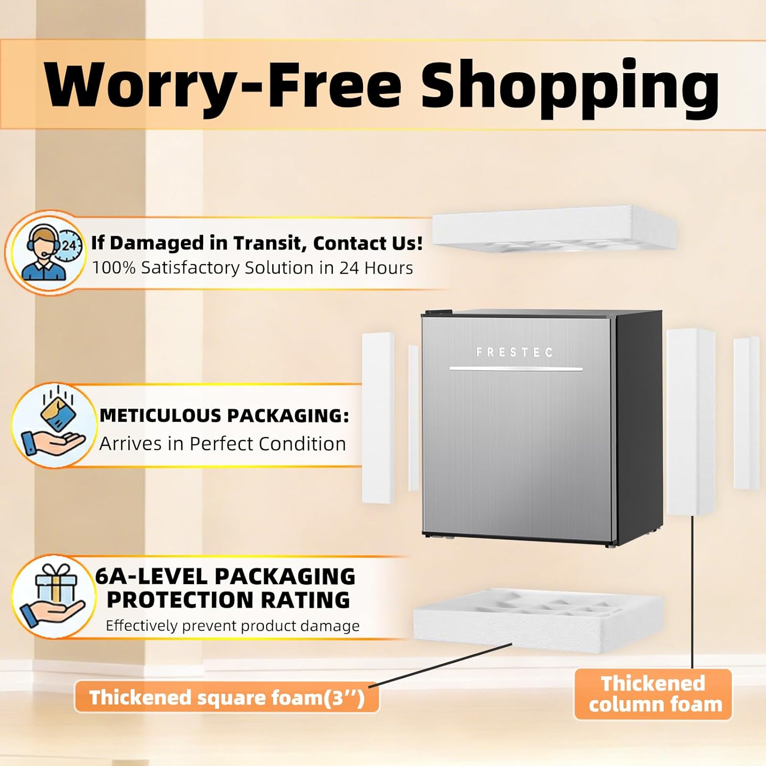 Frestec 1.7 Cu.Ft Mini Fridge with Freezer, Mini Fridge for Bedroom, Small Refrigerator, Dorm Refrigerators with Freezer, Compact Refrigerator for Office, Apartment, Dorm, Bedroom (Grey)