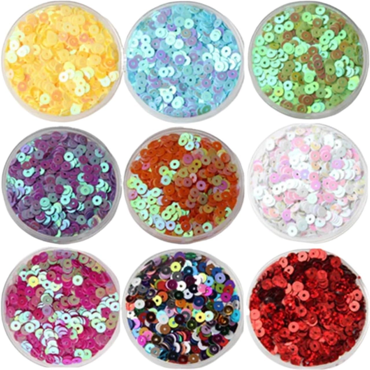 Flat Round Craft Sequins 3/4/5/6mm Flat Round PVC Loose Sequin Sewing Craft for Wedding Decoration DIY Accessory100g(Light Gold,5mm 10000pcs)