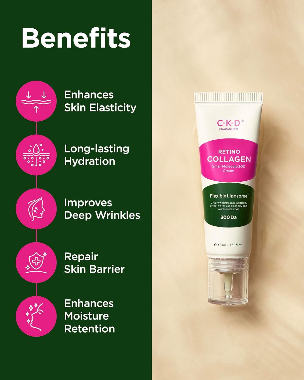 CKD Retino Collagen Firming Face Cream - Hydrolyzed Collagen & Retinol Moisturizer for Collagen Boosting, Improving Elasticity and Deep Hydration. Korean skincare. 1.35 fl oz - Image 5