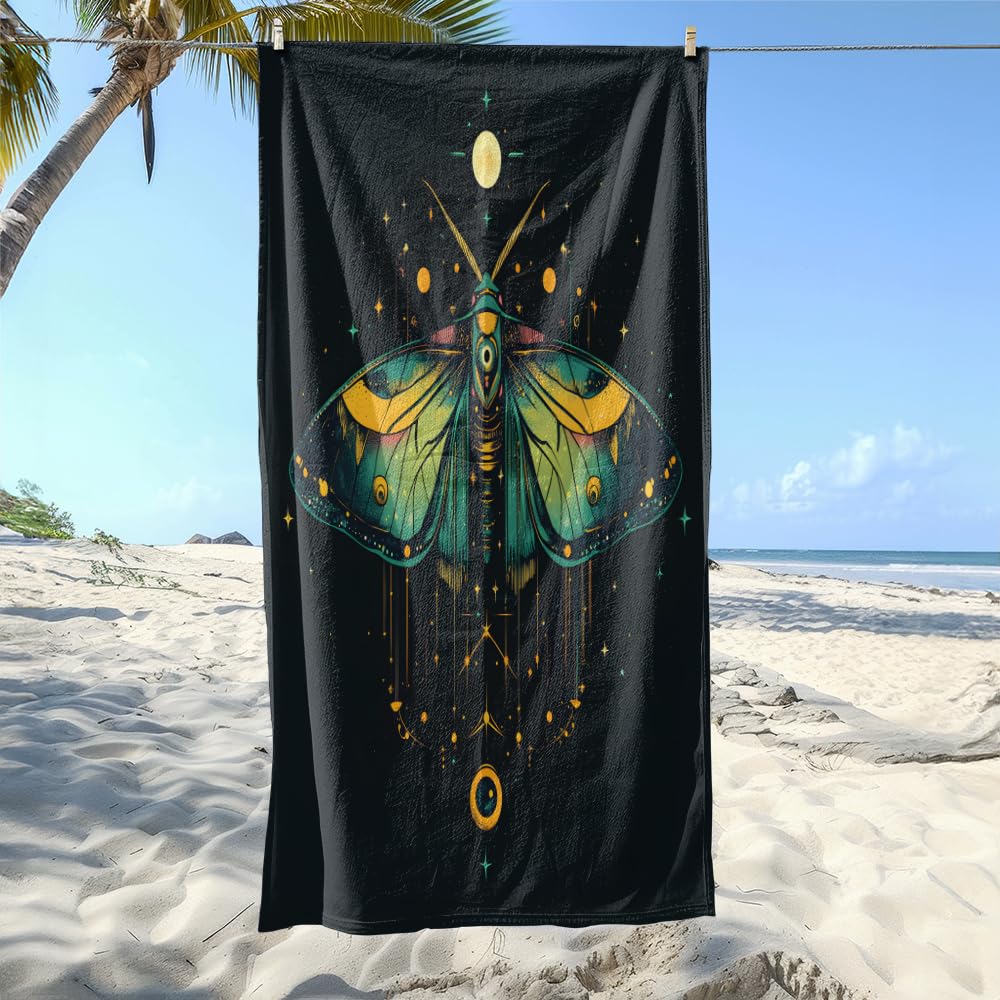 Ręczniki plażowe dla dorosłych bardzo duży czarny motyl mikrofibra szybkoschnący ręcznik dla dorosłych, ręczniki podróżne do pływania na basenie, odporne na piasek, chłonne, lekkie