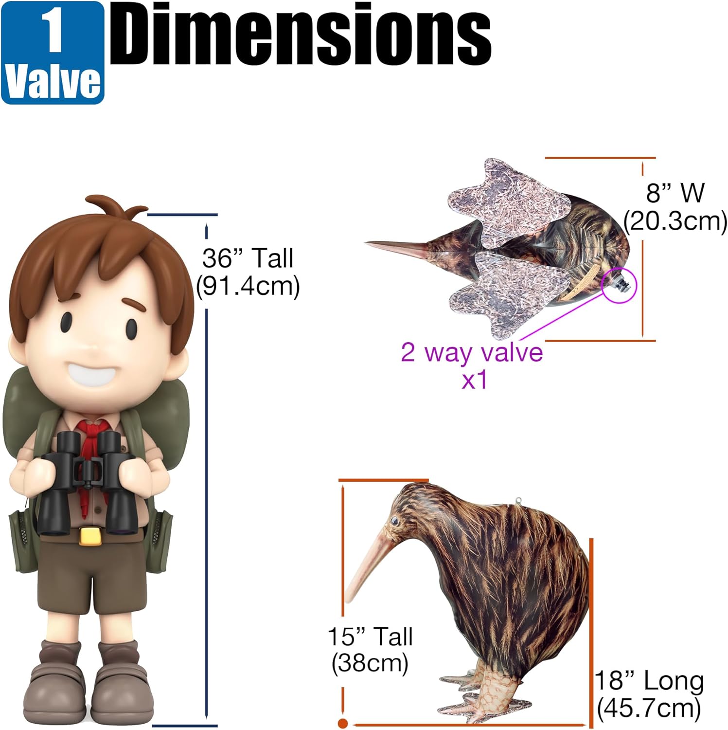 Jet Creations 18" L Inflatable Kiwi Bird, Brown Tan, Realistic Wildlife Animal Figure, for Theme Parties, Pool Fun, Home Yard Décor, Bird Toy for Kids Thanksgiving Christmas Winter