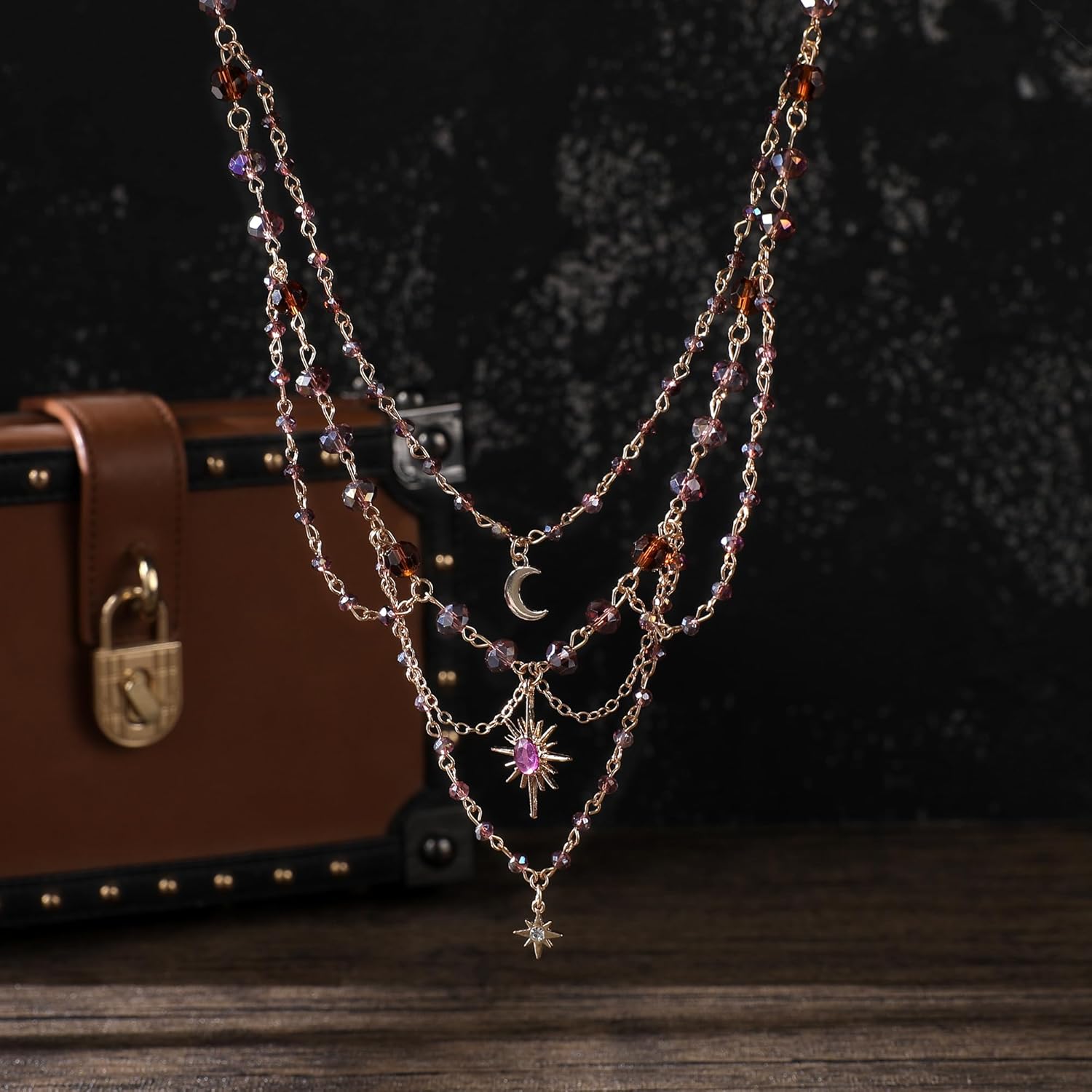 MOSTORY Renaissance Crystal Fairy Necklace - Fantasy Renfaire Necklace for Woodland Fairy Jewelry Women Cosplay - Image 7