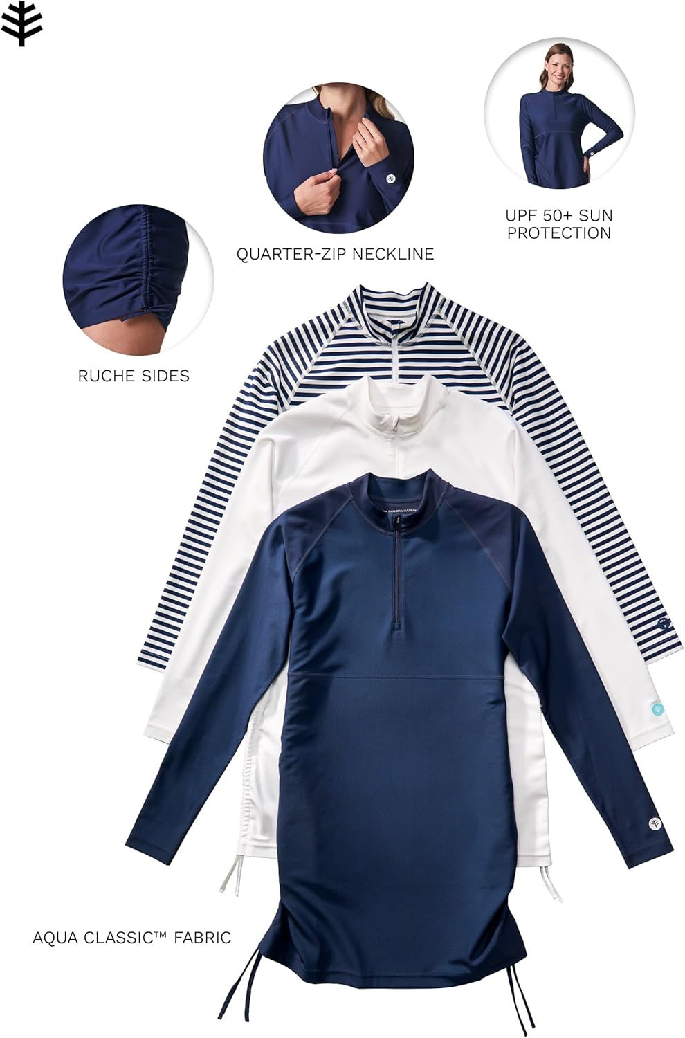 Women's Ruche Long Sleeve Swim Shirt - UPF 50+ Sun Protection - Lawai - Image 3