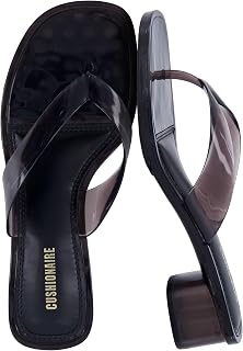 CUSHIONAIRE Toots Thong Strap Jelly Sandals for Women with Low Block Heel