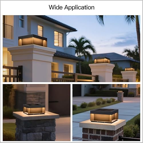 Miniatura 8 de Luz solar de poste de 11.8 pulgadas, luces de pilar modernas para exteriores, impermeable, 3000 K, lámpara LED de columna de puerta de patio,