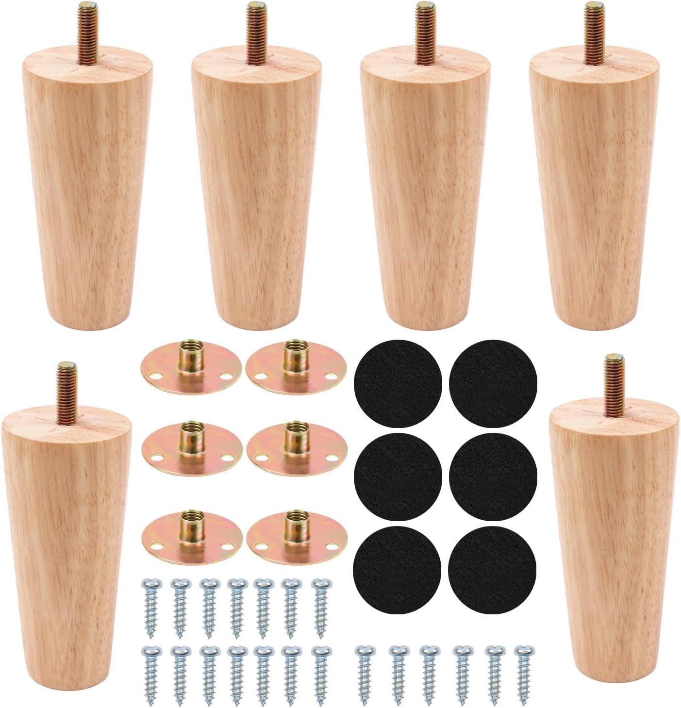 4x Pieds Meubles En Bois 10cm Pieds Pour Table Lit Armoire Avec Plaques