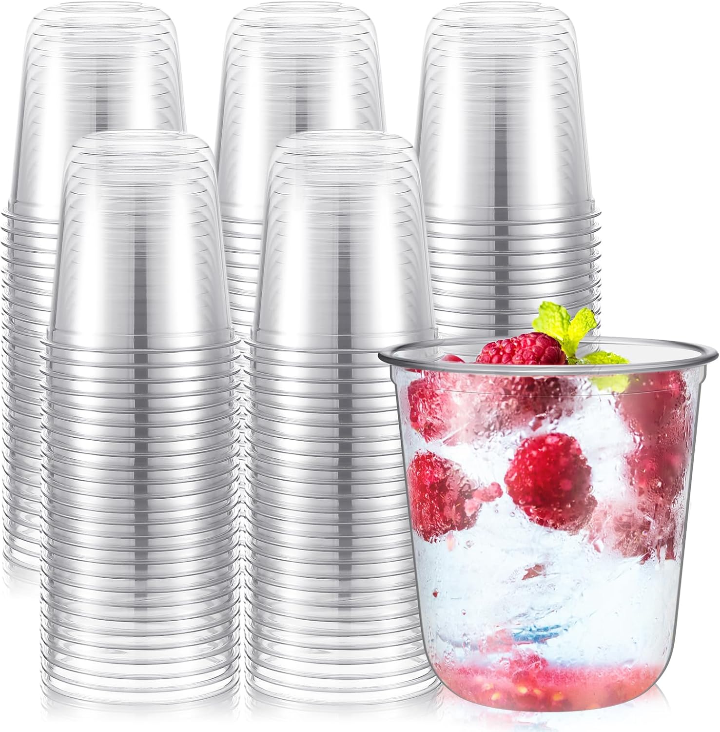 500 Pcs Disposable Stemless Glasses 12oz Crystal Plastic Wine Glasses Clear Classic Pet Cup for Meeting Weddings Birthdays Cocktail Christmas Party Supplies (Clear)