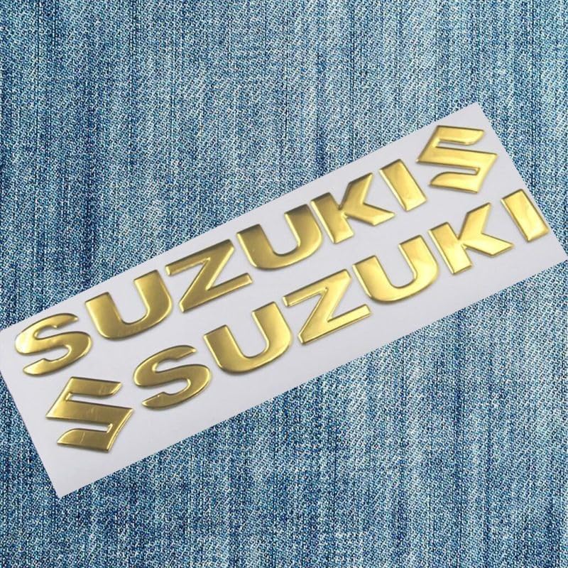 2pcs Car Emblem Sticker for Suzuki, Badge Stickers, Badge Decal Car Sticker, Car Letter Emblems Decal, Decoration Sticker Replacement Accessories,B Gold, normal
