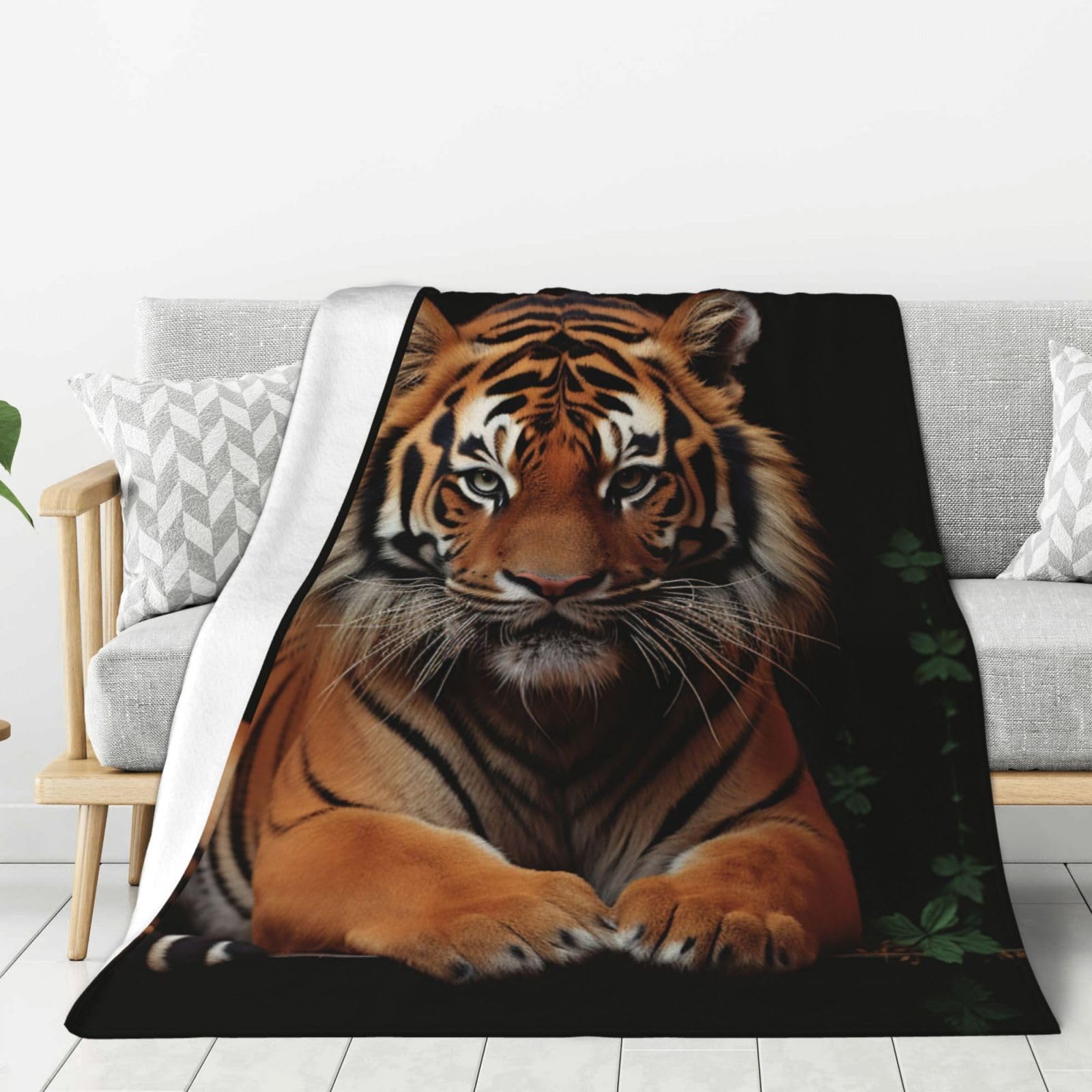 Couverture polaire tigre plaid flanelle léger respirant toutes saisons 152x127cm