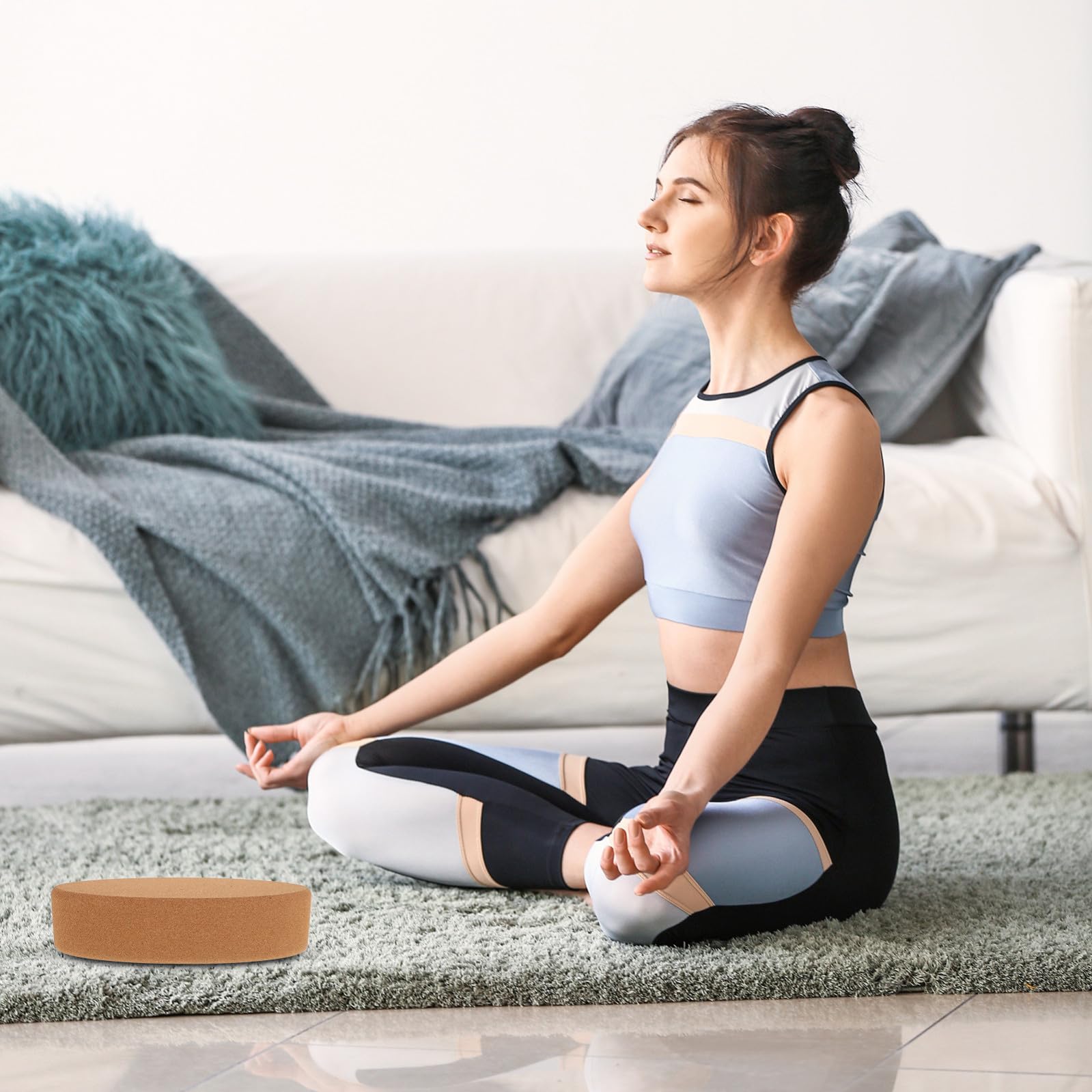 VICASKY Blocchetti Yoga in Sughero Ovali ad Alta Densità per Pilates e Danza, Mattoncini Resistenti per Migliorare Flessibilità e Pratica, per Principianti