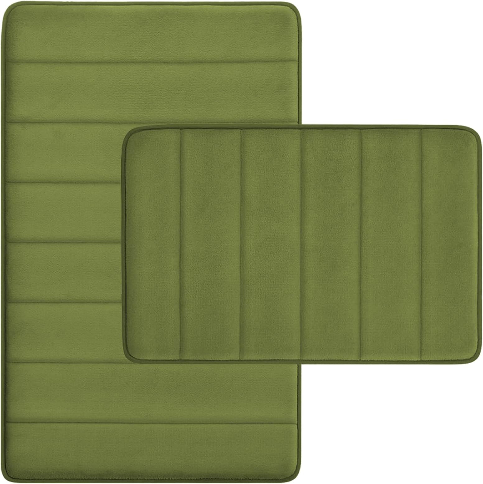 RUN HELIX Bathroom Rugs Set 2 Piece Memory Foam Bath Non-Slip Bath Mat,Washable Room Mats,Absorbent Shaggy Rugs Super Soft Kitchen Mats, Batroom Carpets for Bathroom,Tub,Shower Home Decor（Green）