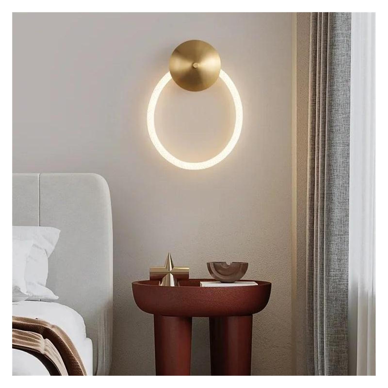 Olskfuh Size_name Flexible Hose Led Wall Lamp Bedroom Living Room Decoration Sconces Bathroom Lighting Fixture,-Brass Single-Layer
