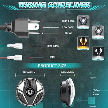 7 inch Motorcycle LED Headlight 4.5 inch Fog Passing Lights DOT Kit for Harley Davidson Road King Street Electra Glide Ultra Limited Low CVO Tri Heritage Softail Slim 107 Deluxe Classic Switchback
