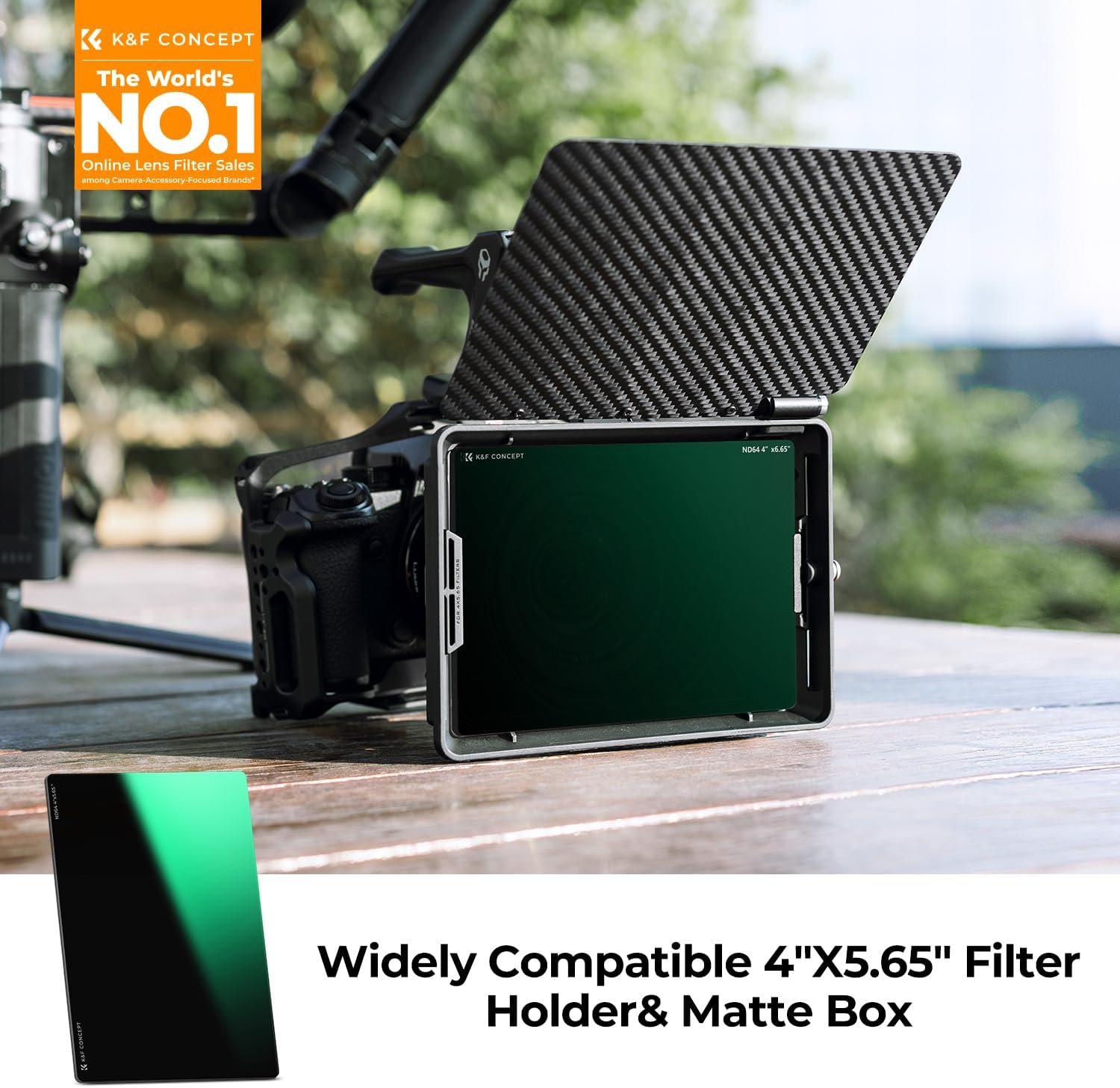 K&F CONCEPT 4'' x 5.65'' Square ND1.8 (6 Stops) Filter Cinema Neutral Density Filter Compatible with Tilta, SmallRig Matte Box Ultra-Slim Optical Glass ND64 Filter with 28-Multi Coated