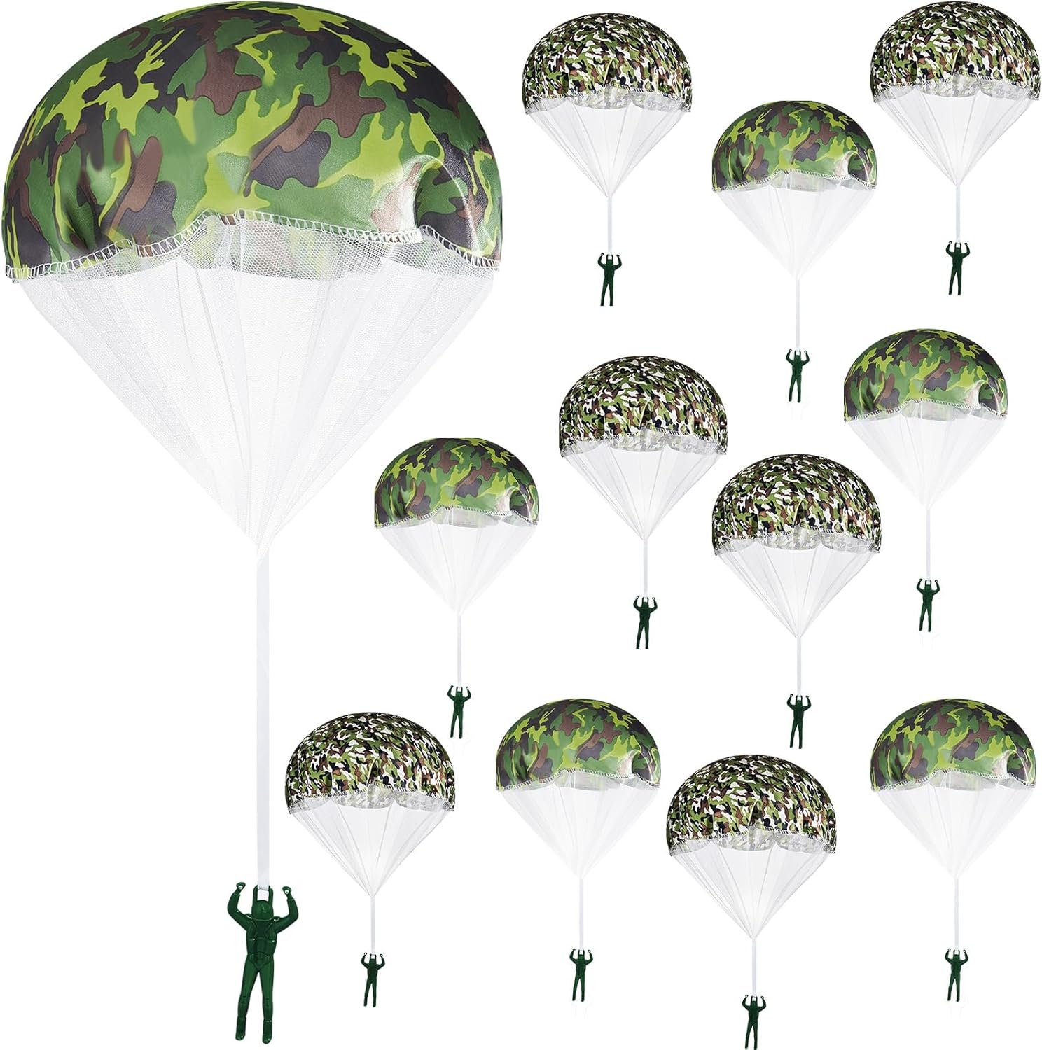 Aoriher 12 Pcs American Flag Army Parachute Toy Action Figures, Boys Outdoor Games, No Battery Flying Toys for School Gifts Present