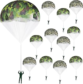 Aoriher 12 Pcs American Flag Army Parachute Toy Action Figures, Boys Outdoor Games, No Battery Flying Toys for School Gifts Present