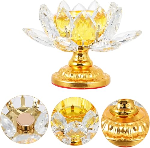 Miniatura 9 de Candelabro de loto de cristal, decoración de terrario, vela de pilar, decoración de vidrio, portavelas votivo, portavelas zen, candelabro decorativo