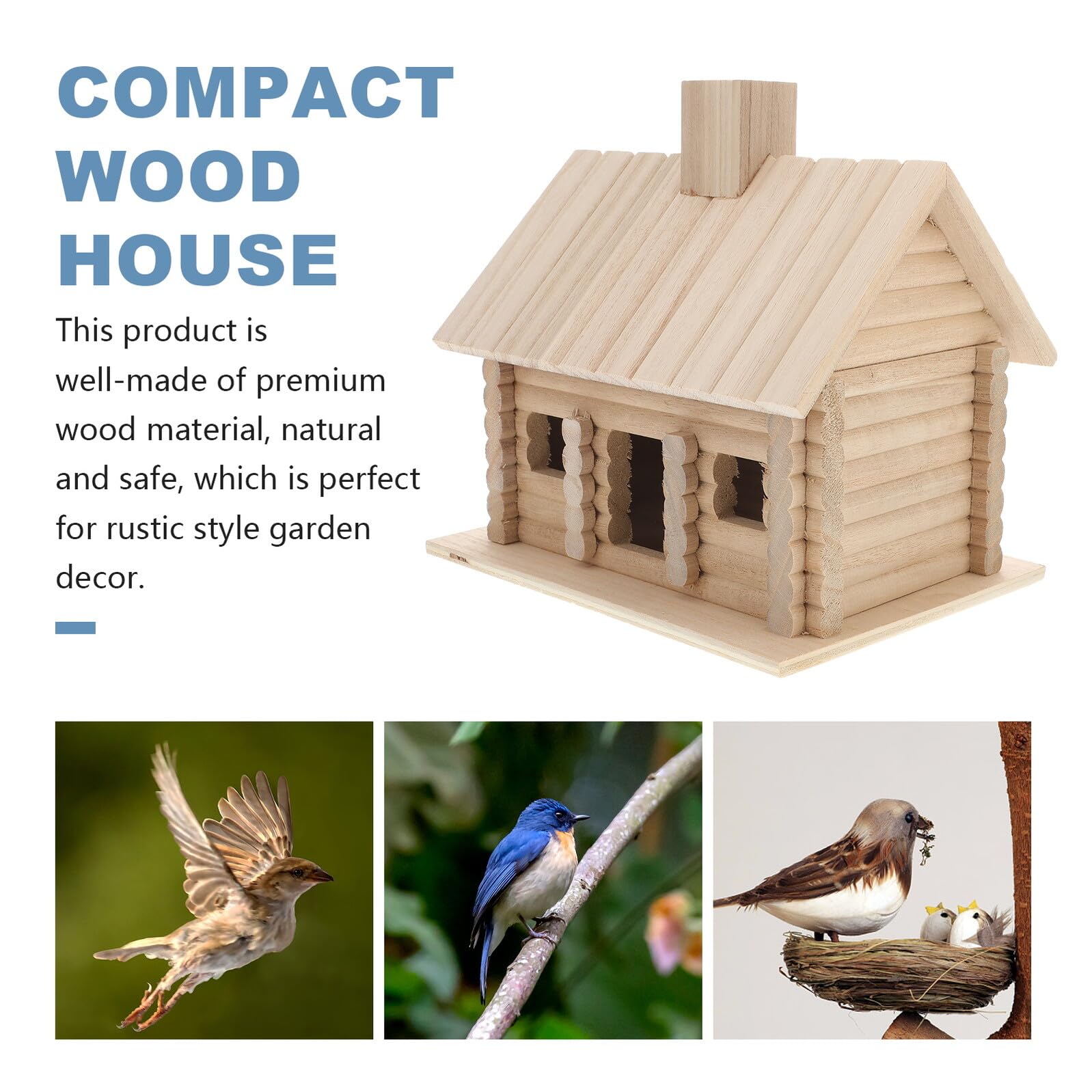 Angoily Dekoratives Vogelhaus mit Luftiger Belüftung und Schutz vor Wind und Regen Rustikale Kleine Holzunterkunft als Gartendekoration für Balkon und Zuhause