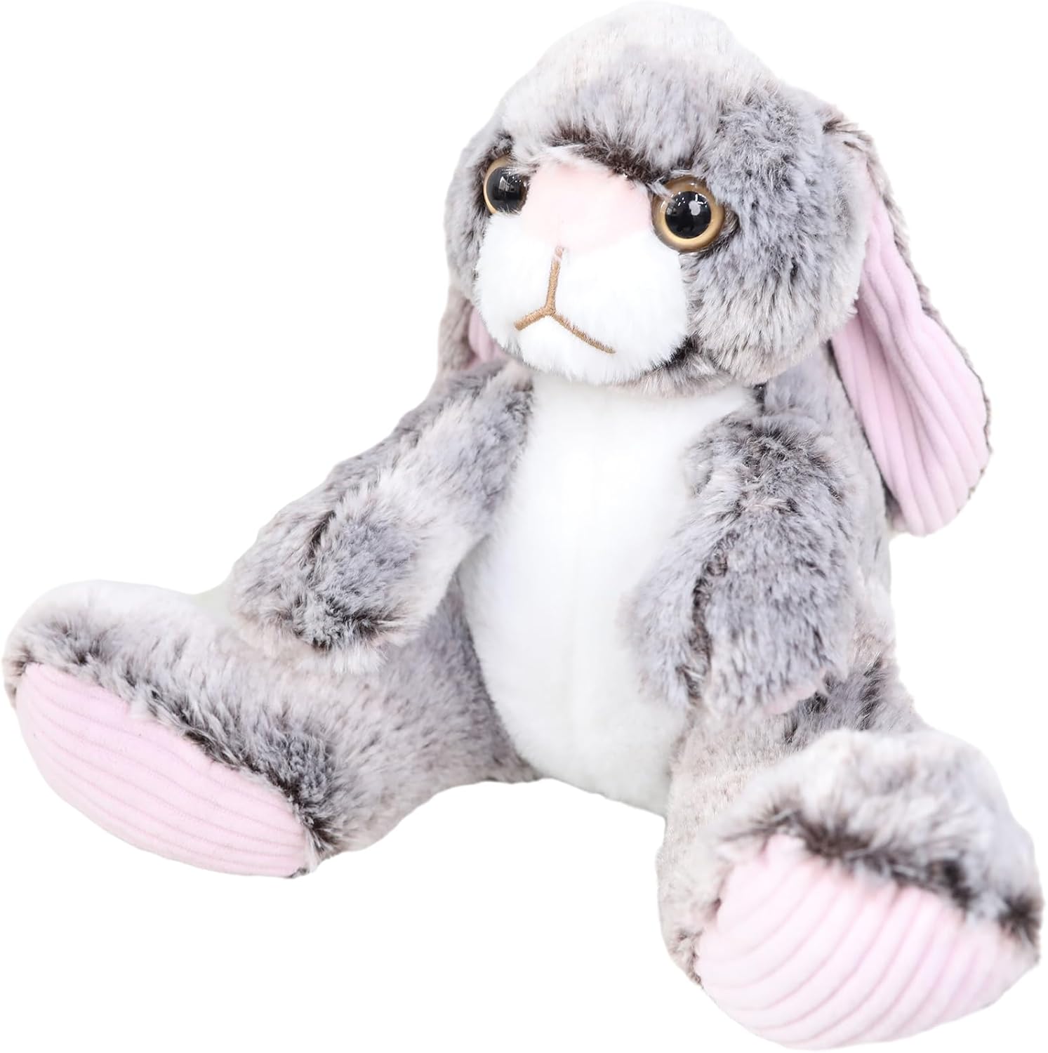 GOOC Kawaii Stuffed Fluffy Rabbit Animal Sitting Bunny Plush Toy Big Feet Rabbit Plushies Gray Fuzzy Bunny Doll Gift for Kids or Lover 12 Inch