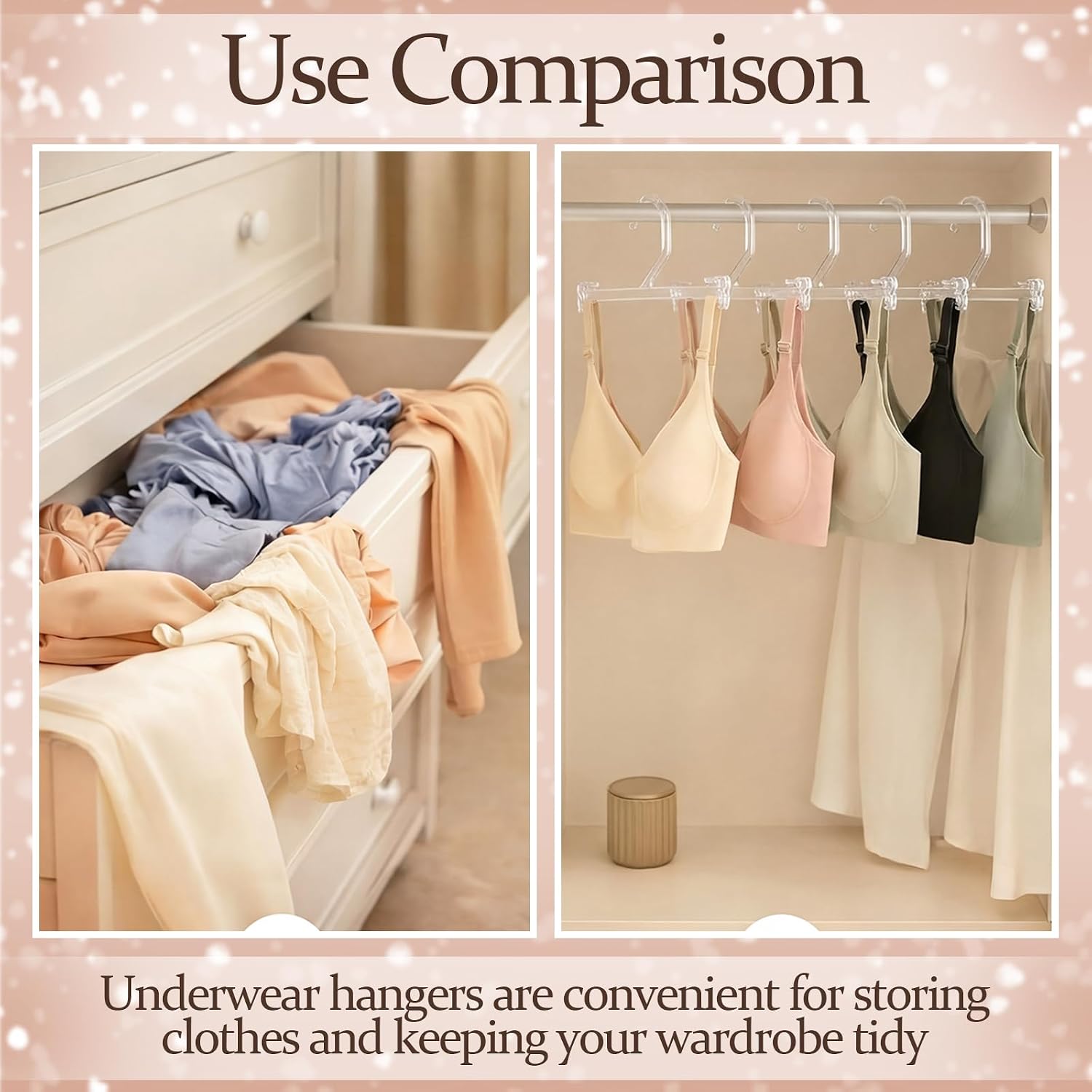 Yalikop 100 Pcs Bra Hangers Plastic Underwear Hanger Clear Lingerie Hangers Bulk 10 Inch Retail Closet Organizer for Bras, Tank Tops, Lingerie, Bikini, Swimsuit, and Panties