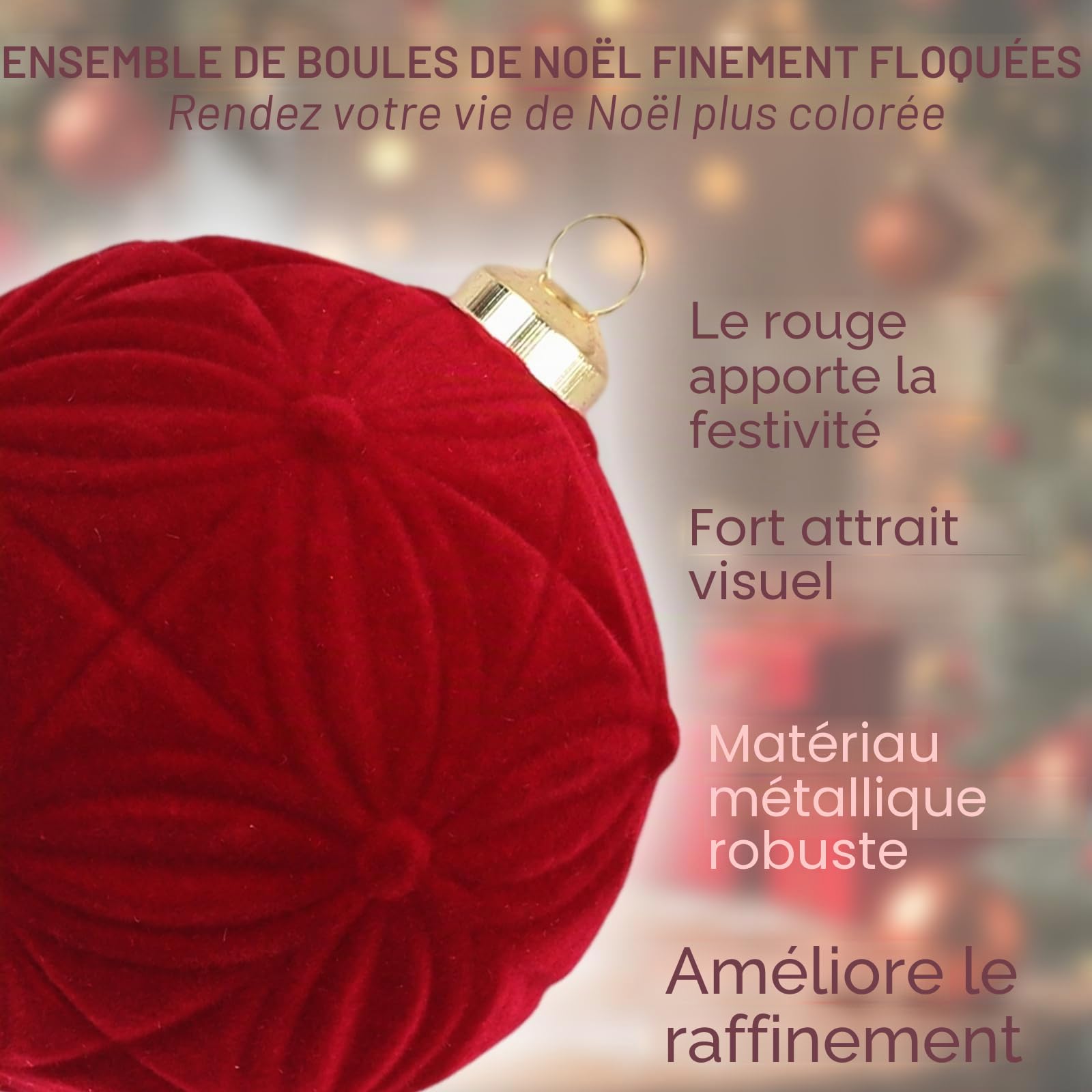Lot de 35 boules de Noël en velours incassable floqué - Boules décoratives à suspendre pour sapin de Noël, fête, vacances, décoration