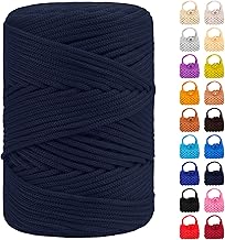 Crochet Bag Lanyard, Macrame Rope 3mm x 170m Polyester Macrame Thread Cord Cord for Crochet Bags DIY Knitting Gift (Dark Blue)