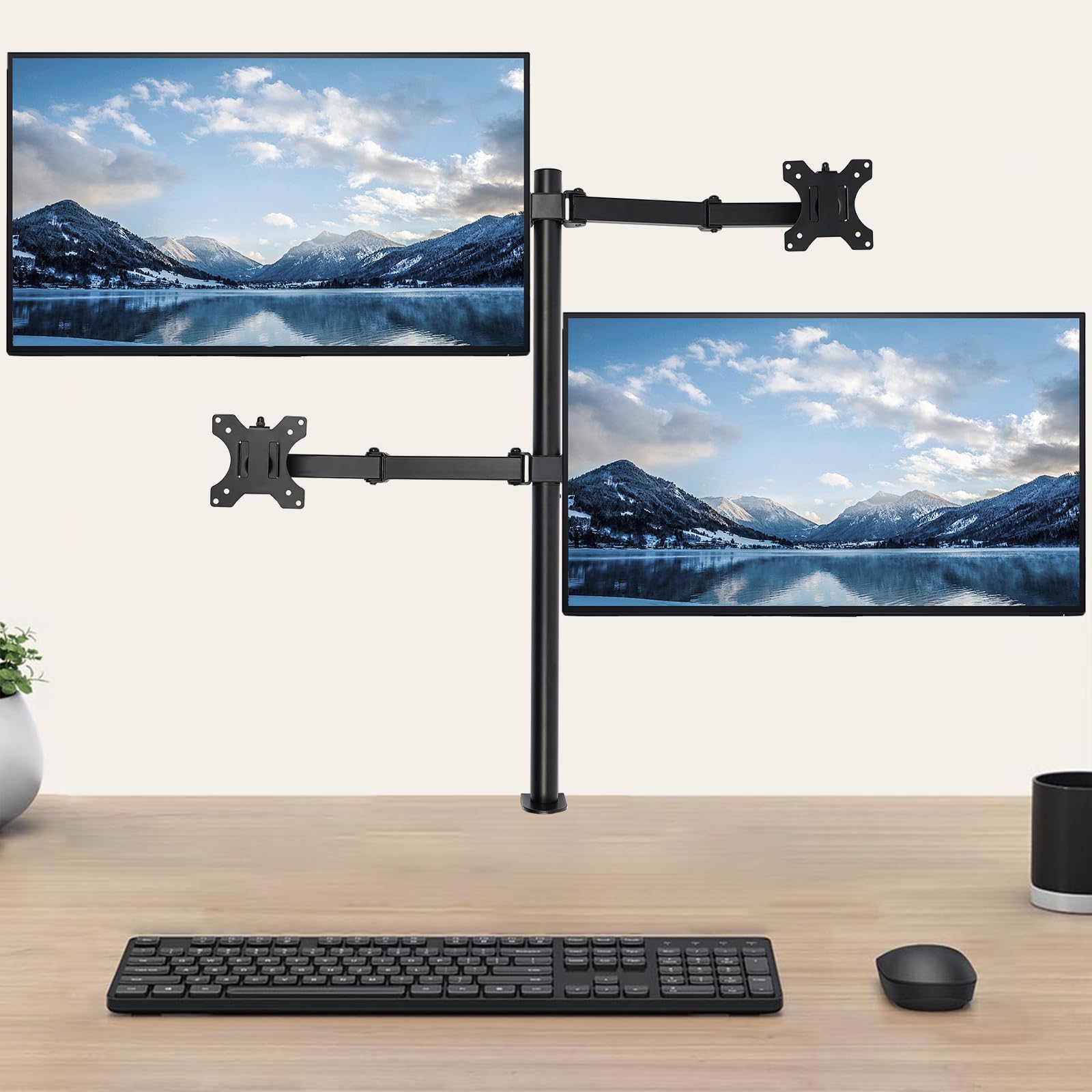 Supporto per monitor 4 monitor per display da 10 a 27 pollici, supporto da tavolo per monitor, altezza regolabile, con rotazione e inclinazione, 75 x 75 mm, 100 x 100 mm
