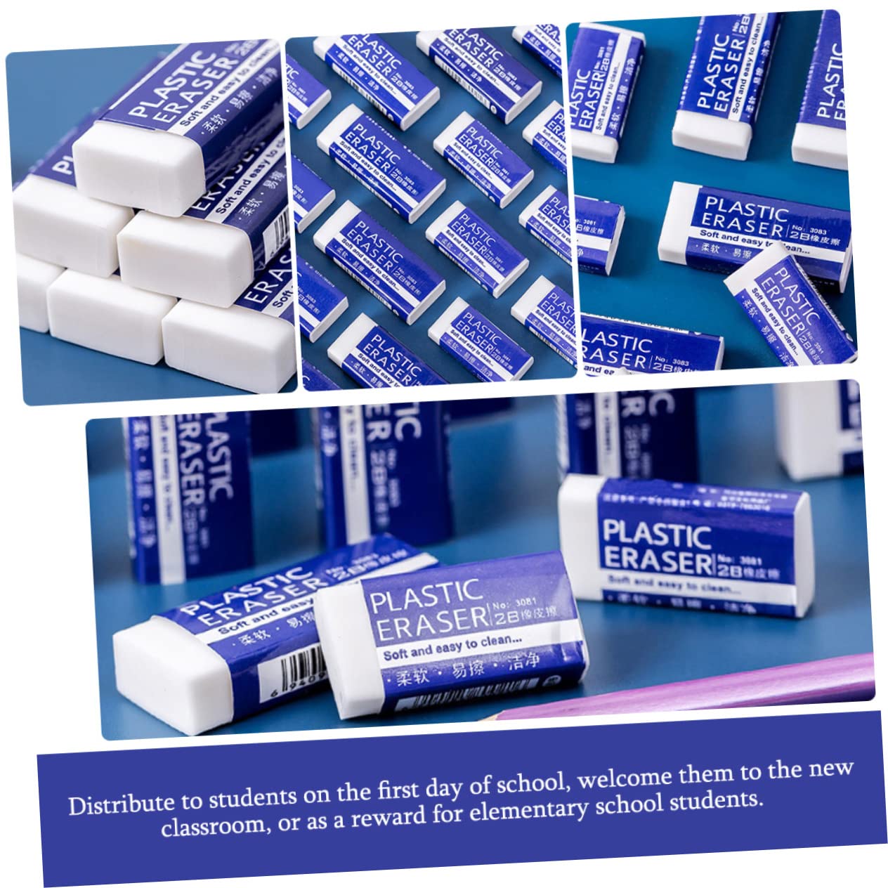 Gadpiparty 4 Ensembles Gommes À Effacer Pour Étudiants Gommes Scolaires Plastique Fournitures De Bureau Pour Écoles Et Tests Effaçage Facile Et Pratique 30 Pièces * 4