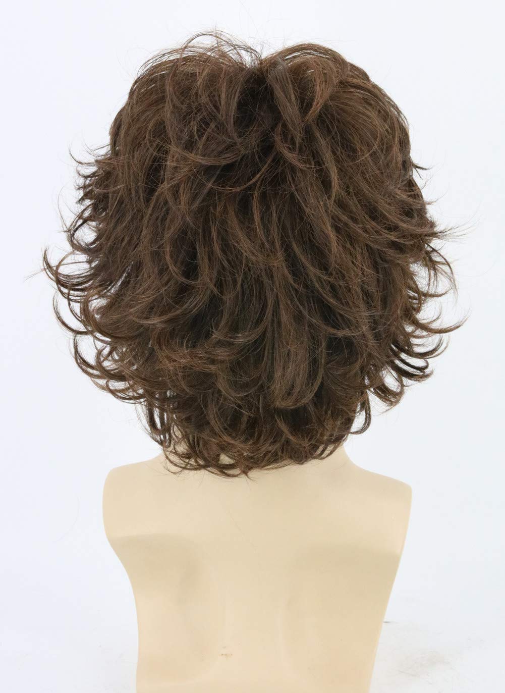 Topcosplay Mens Wigs Brown Short Cosplay Wig Wavy Fluffy Style Layered Halloween Costume Wigs - Image 5