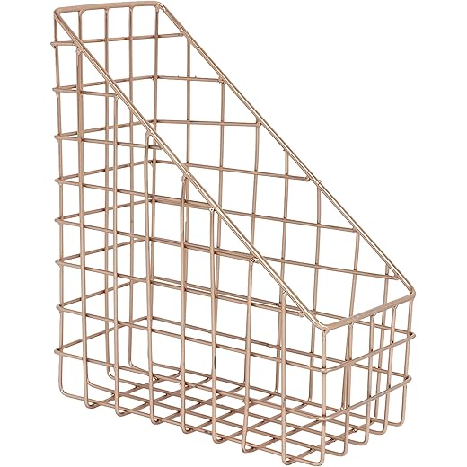 Book Basket Organizer Rack, Iron, Copper